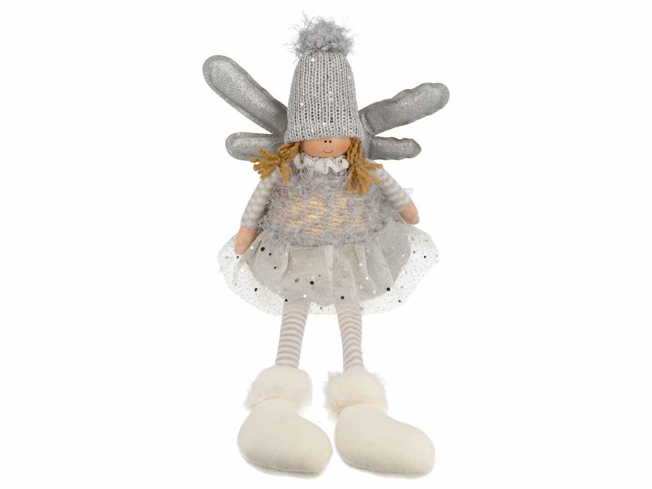 Angelo con gambe pendenti 24x10x45cm nei colori oro e argento