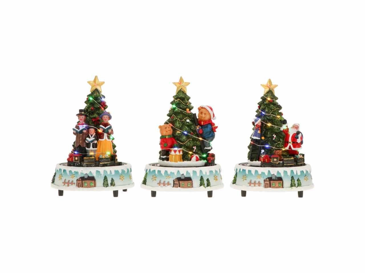 Giostrina albero di natale 15,5x15,5x21,5cm con led multicolor e funzionamento a batteria
