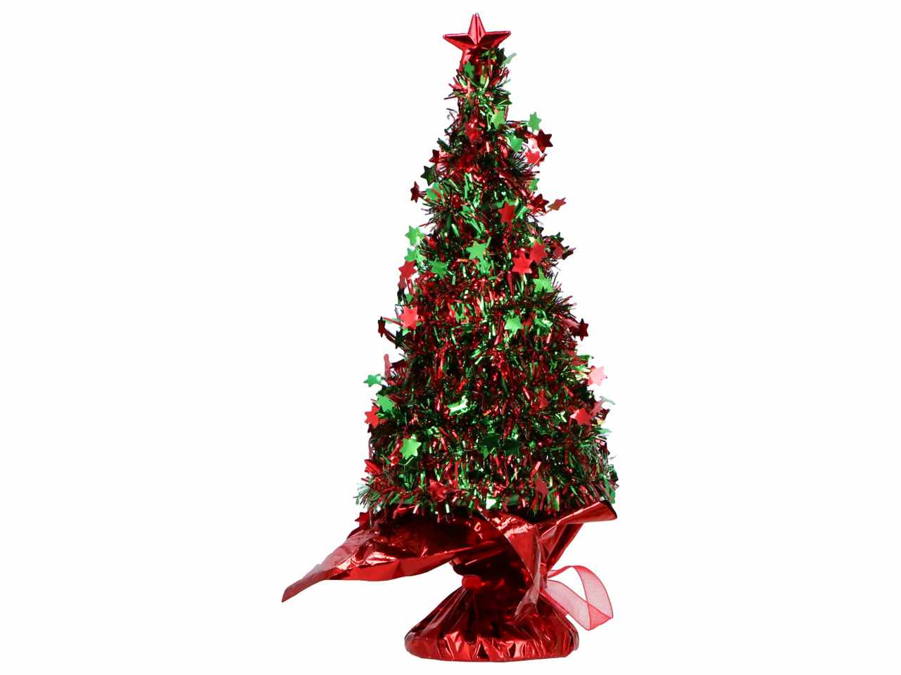 Albero di natale 9,3x9,3x26cm verde e rosso