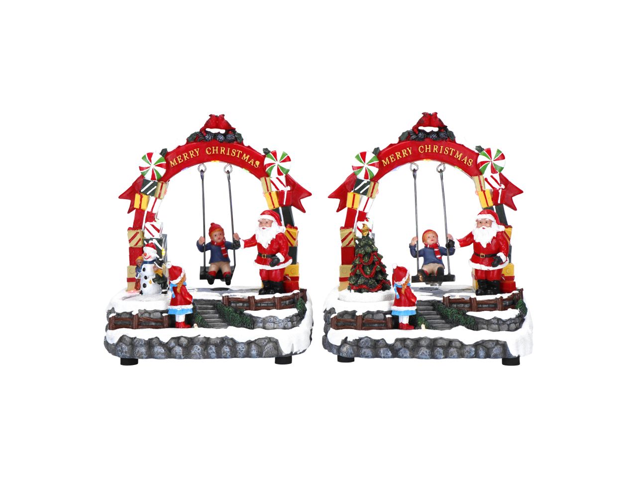 Giostrina animata scena invernale con led a batteria misura 19x13,5x22cm multicolor