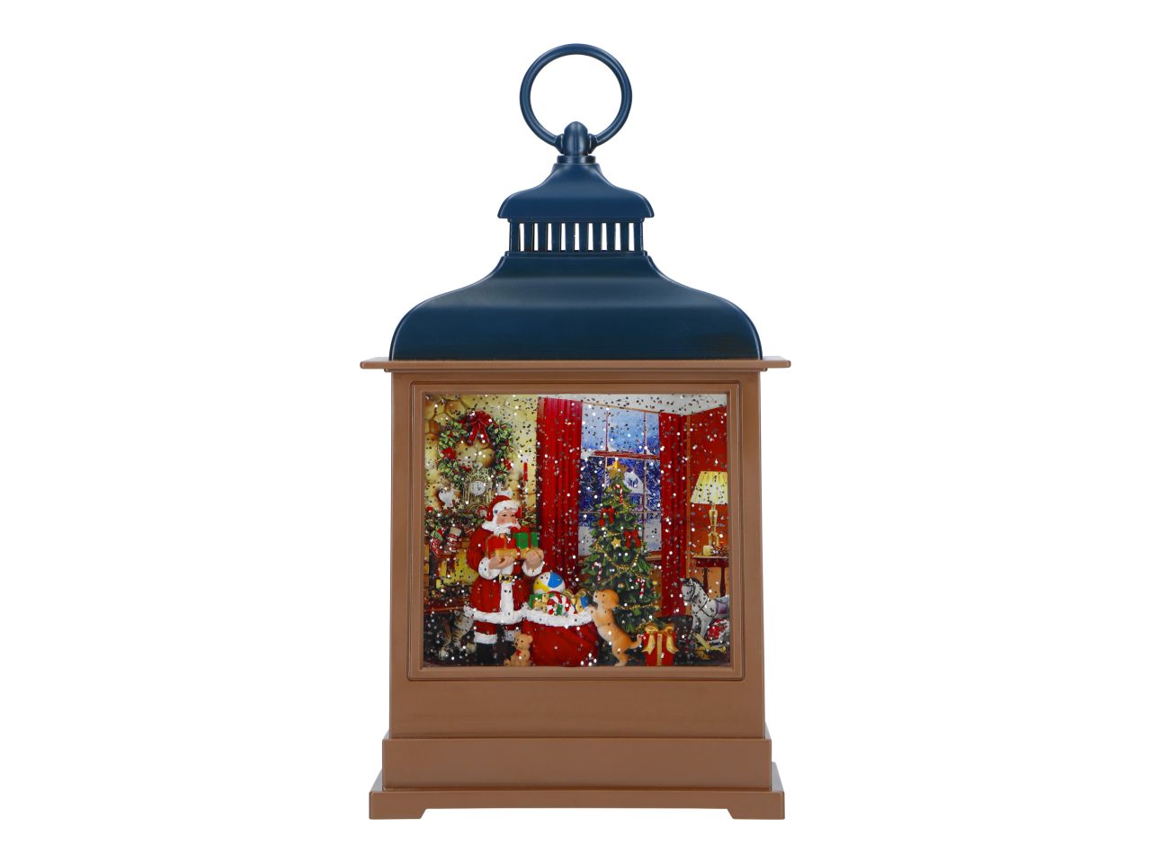 Giostrina lanterna natalizia con acqua e led a batteria misura 17,4x7,9x31,5cm multicolor