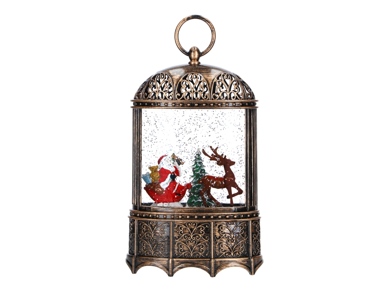 Giostrina natalizia lanterna di babbo natale con acqua 15x8,3x24,5cm con led a batteria