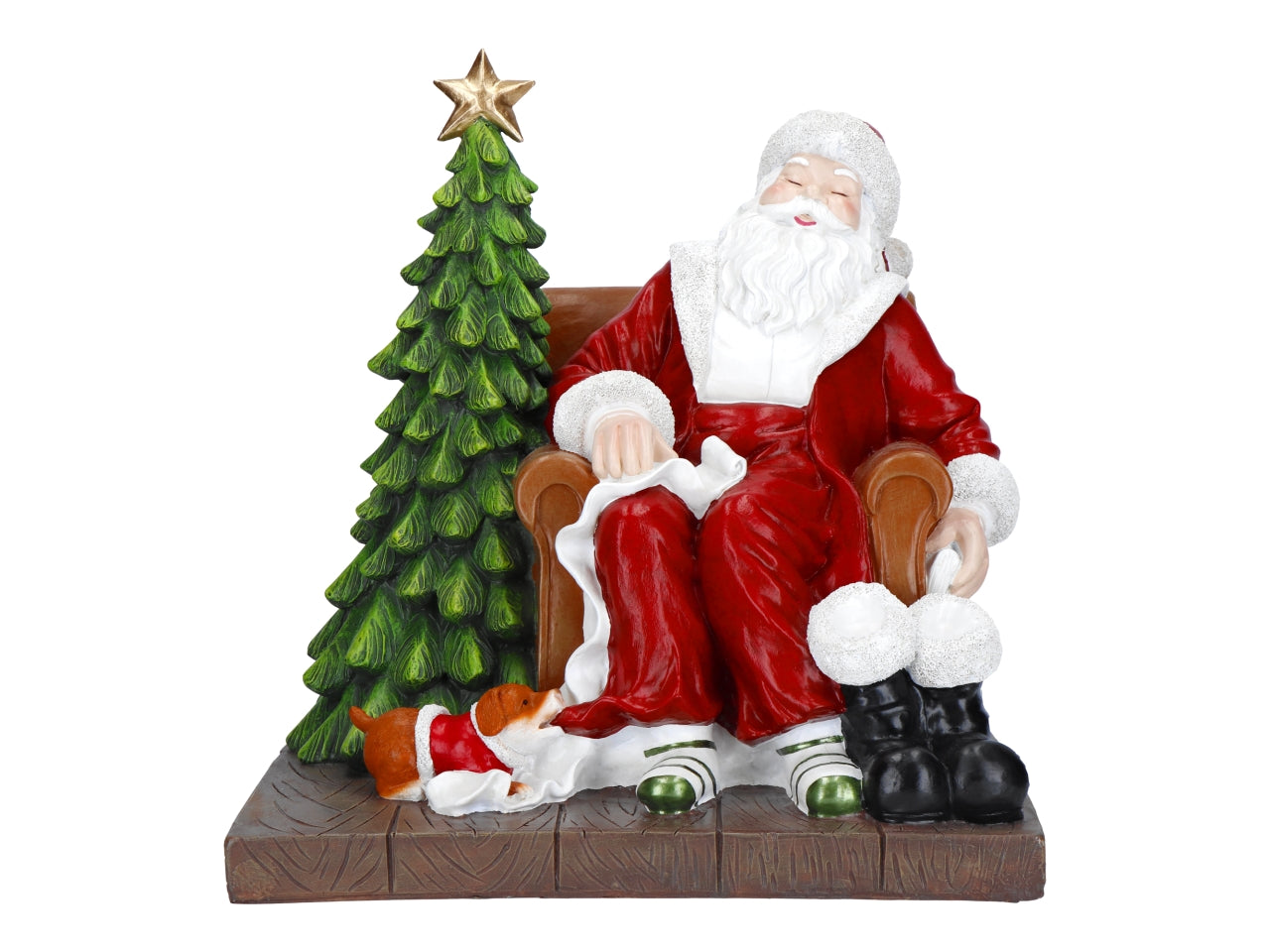 Babbo natale 32,5x27,2x33,8cm in sofa' con albero di natale