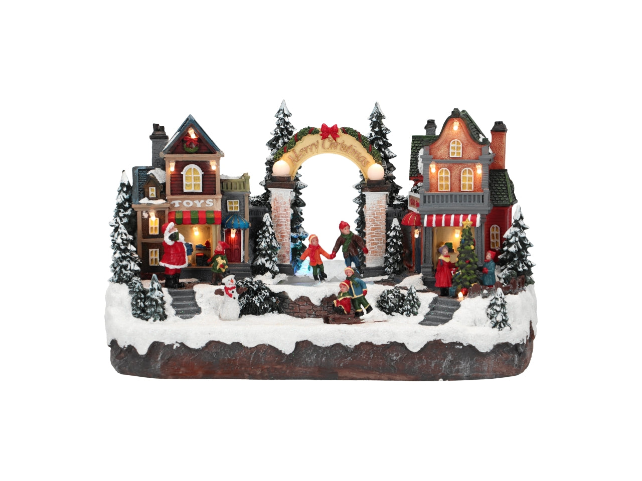 Giostrina natalizia villaggio 32,5x18x18,5cm con led