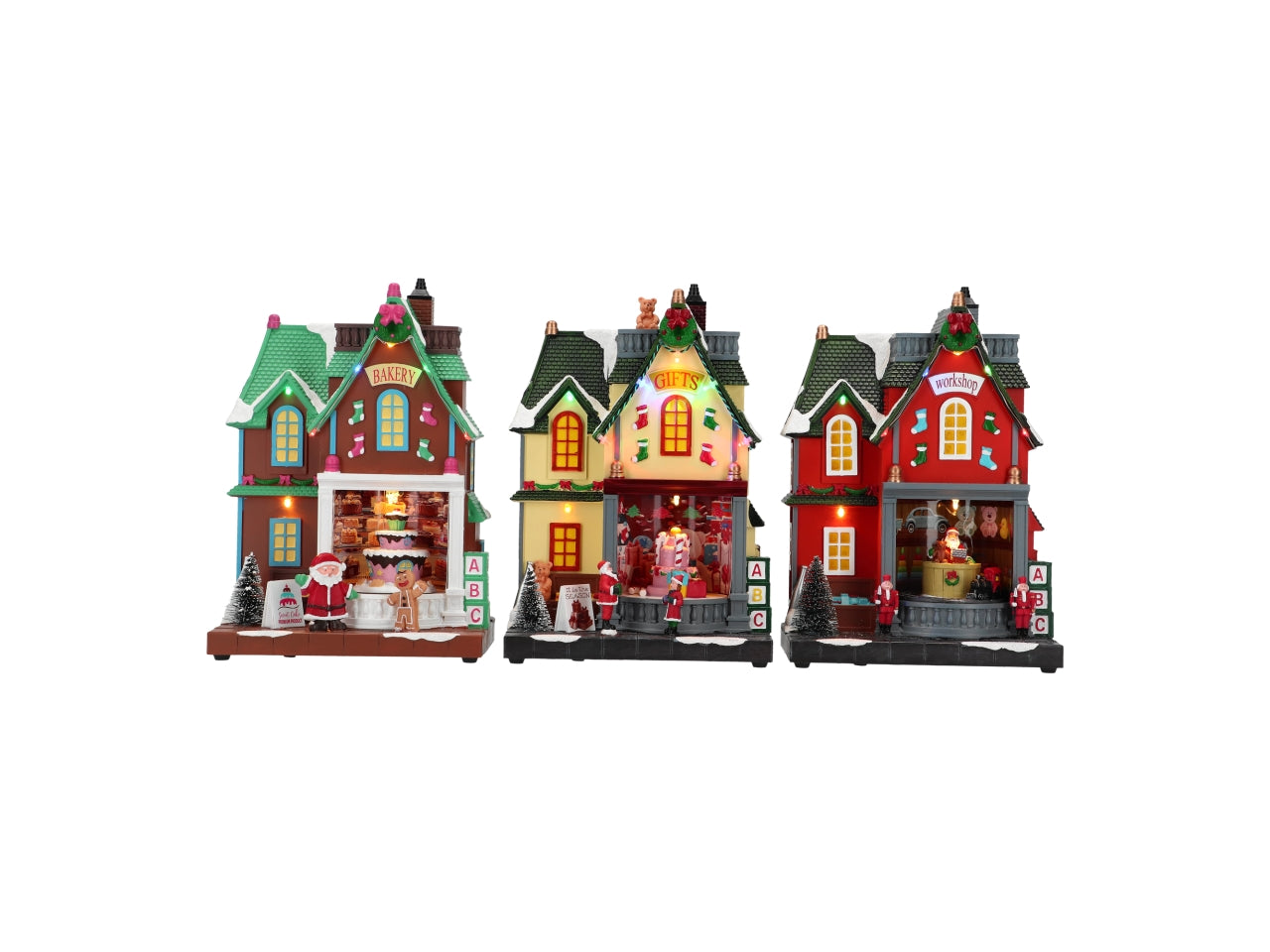 Giostrina natalizia casa di babbo natale 18,1x12,7x26,5cm con led in 3 assortimenti