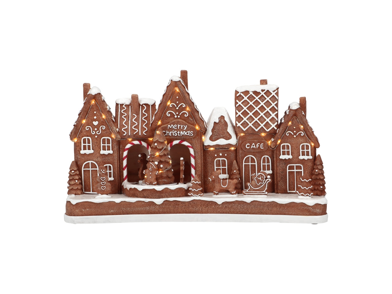 Giostrina natalizia villaggio omino pan di zenzero 37,5x11,5x21,5cm con led