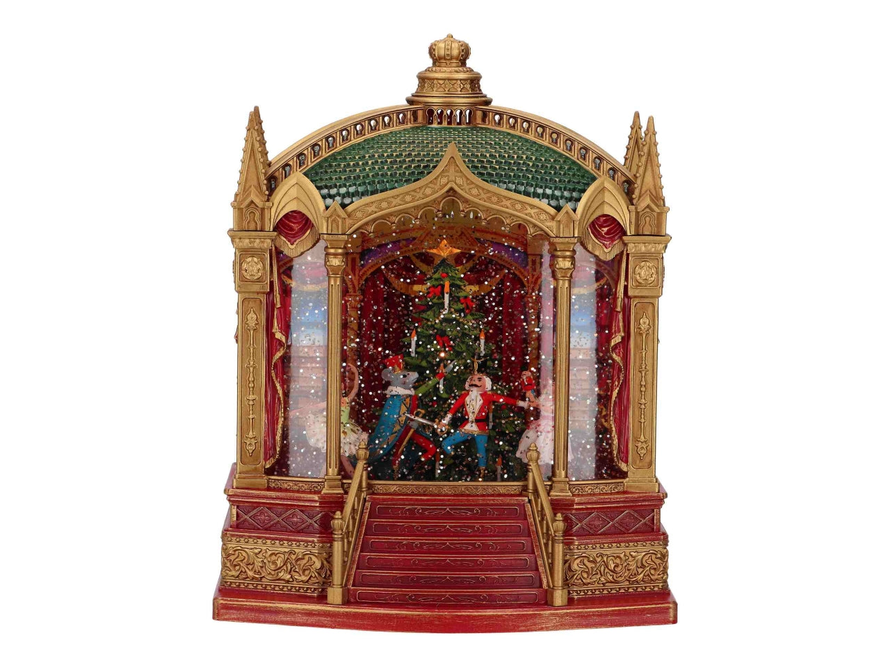 Giostrina natalizia teatro con acqua 21,2x14,3x26,6cm con led