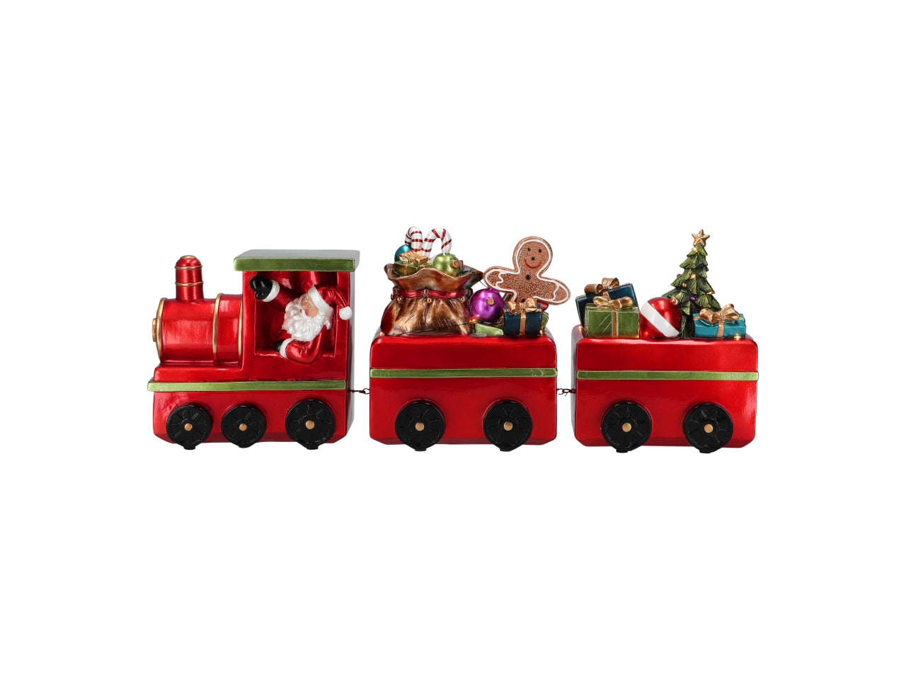 Trenino natalizio 61x15x22cm rosso con led