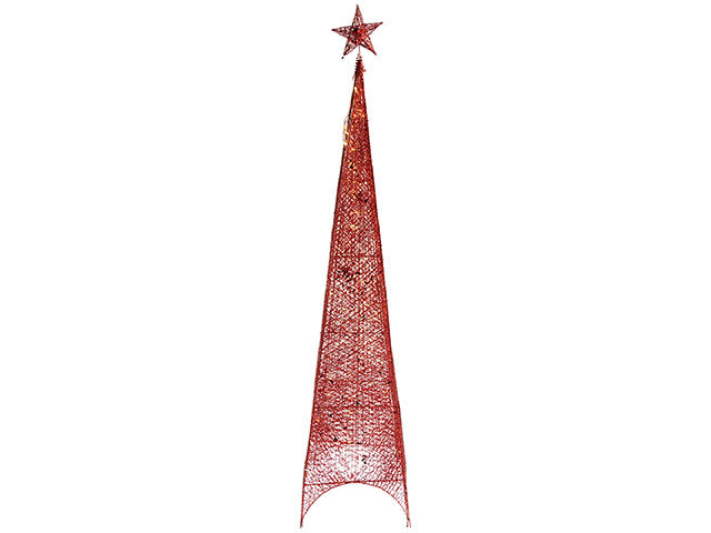 Albero di natale con luci 4 facce 100 luci rosso 180cm