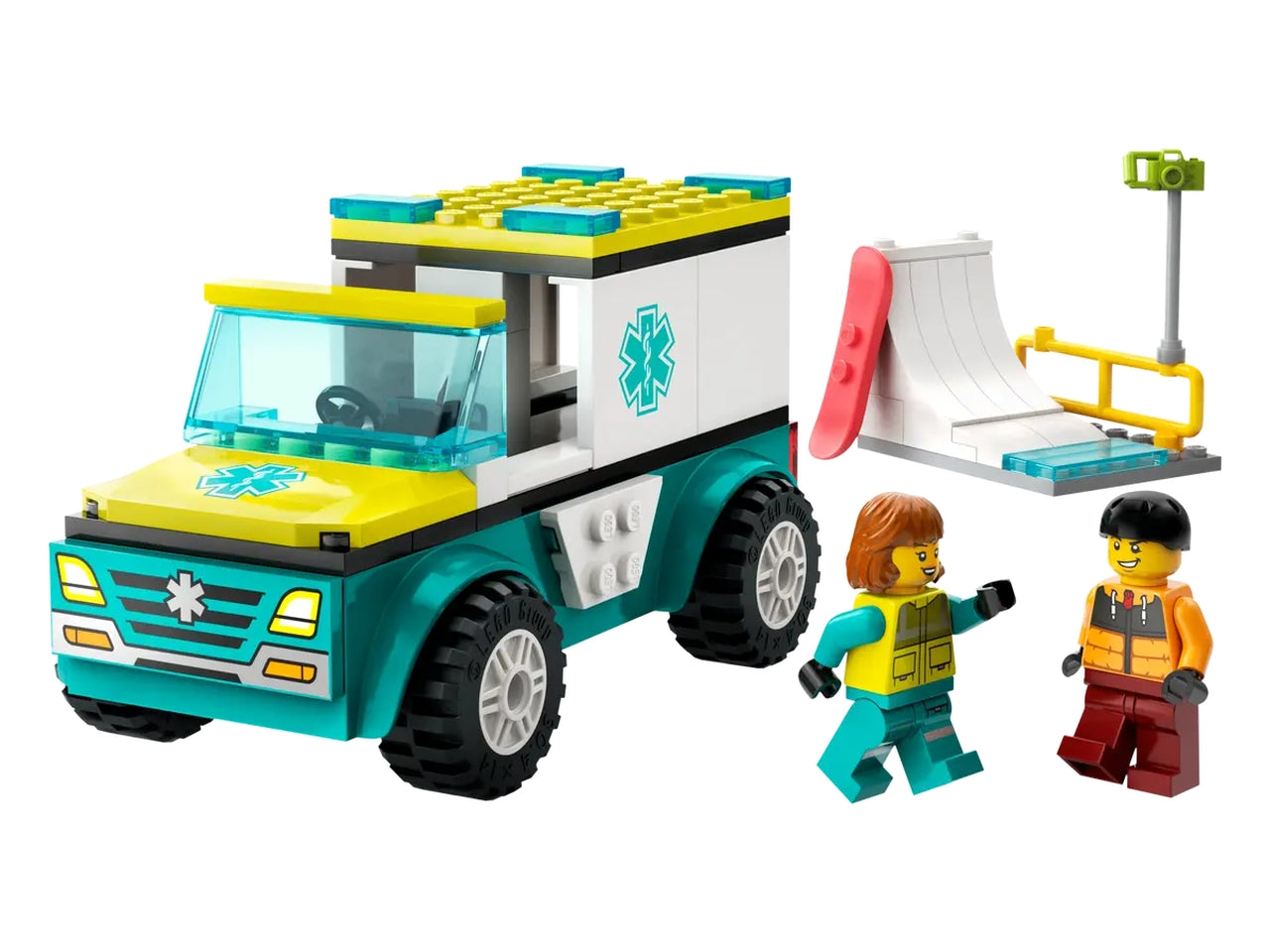 Lego city great vehicles ambulanza di emergenza e snowboarder