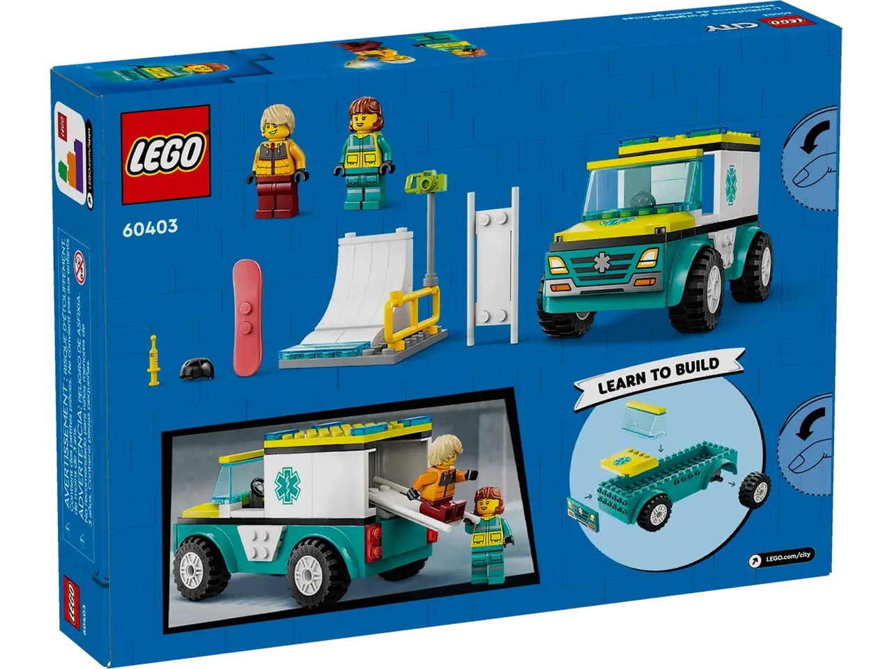 Lego city great vehicles ambulanza di emergenza e snowboarder