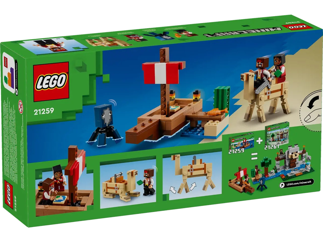 Lego Minecraft il viaggio del galeone dei pirati, set costruzioni da 166 pezzi per bambini di 8+ anni 21259