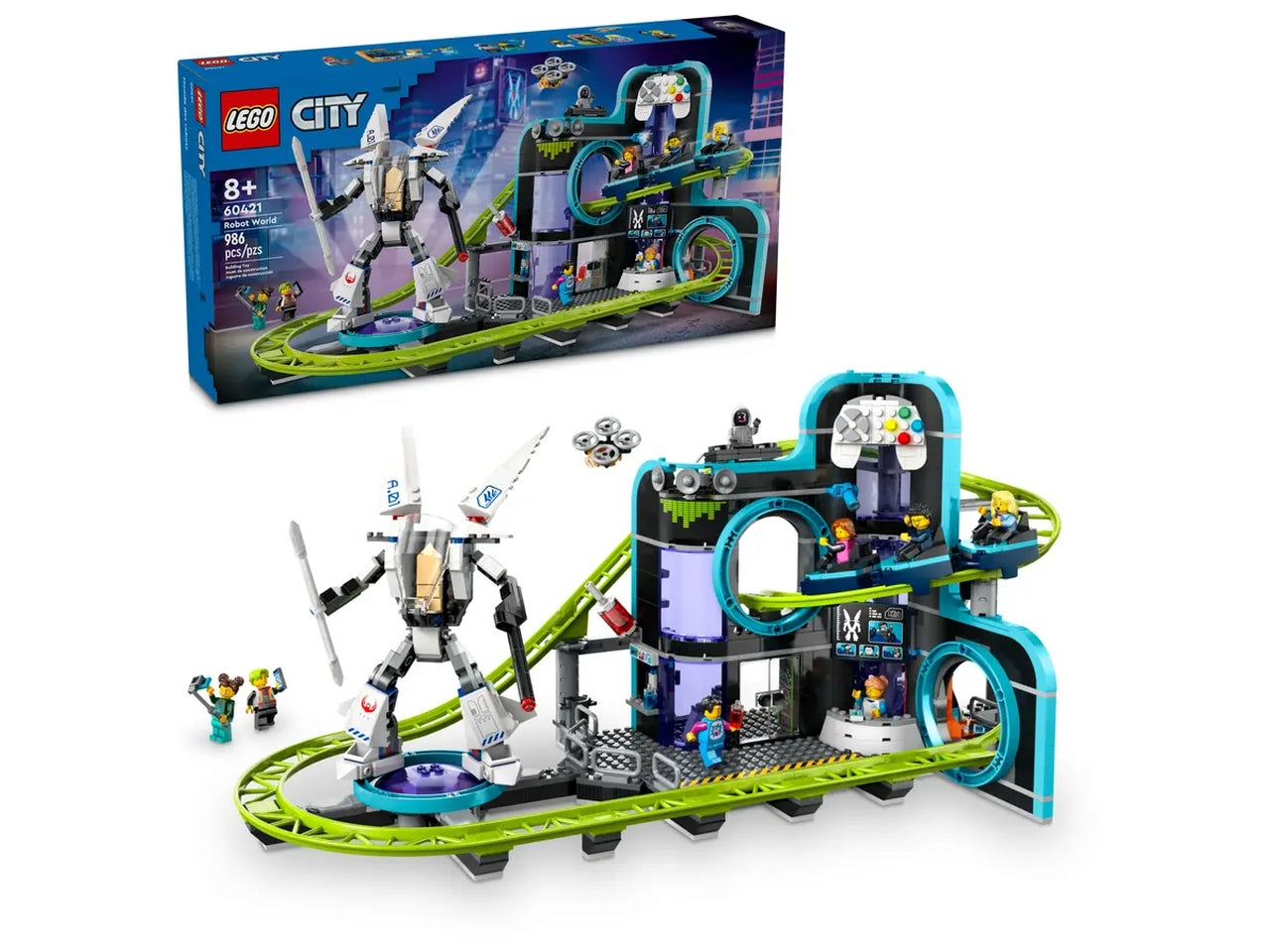 Lego My City Montagne Russe di Robot World, set di cosctruzioni in scatola da 986 pezzi, per ragazzo 8+ anni 60421