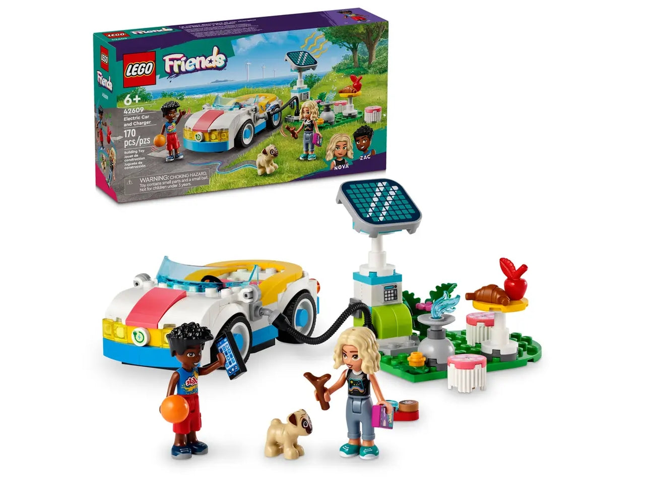 Lego friends auto elettrica e caricabatterie