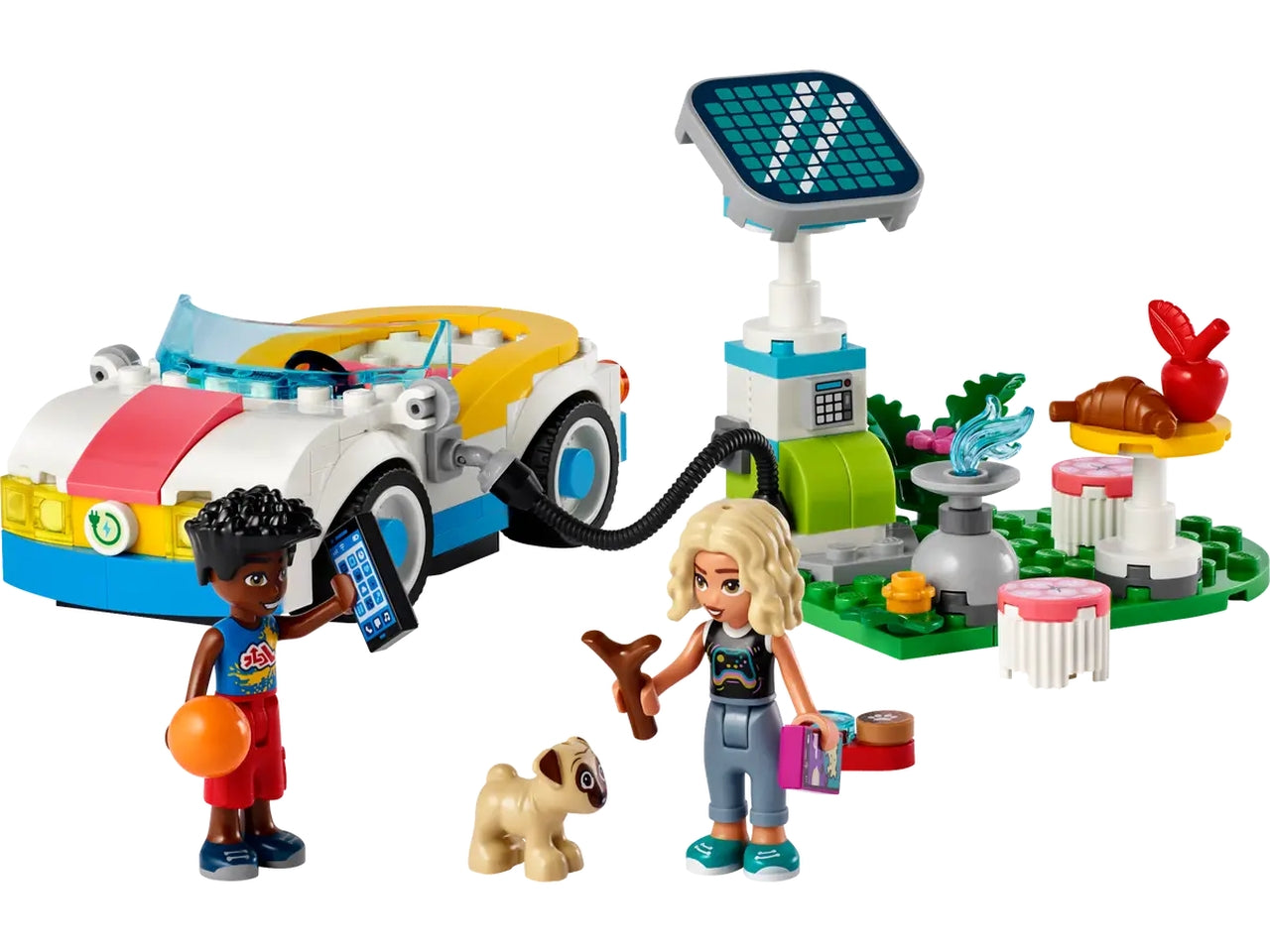 Lego friends auto elettrica e caricabatterie