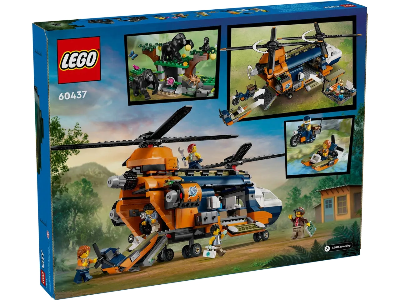 Lego City Exploration Elicottero dellesploratore della giungla, set di costruzioni in scatola da 881 pezzi, per ragazzo 8+ anni 60437
