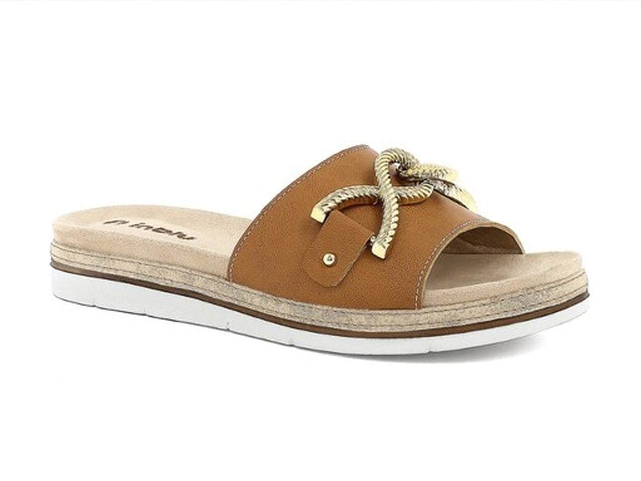 Ciabatta donna cammello in ecopelle e sintetico, taglie dalla 35 alla 41 - Inblu