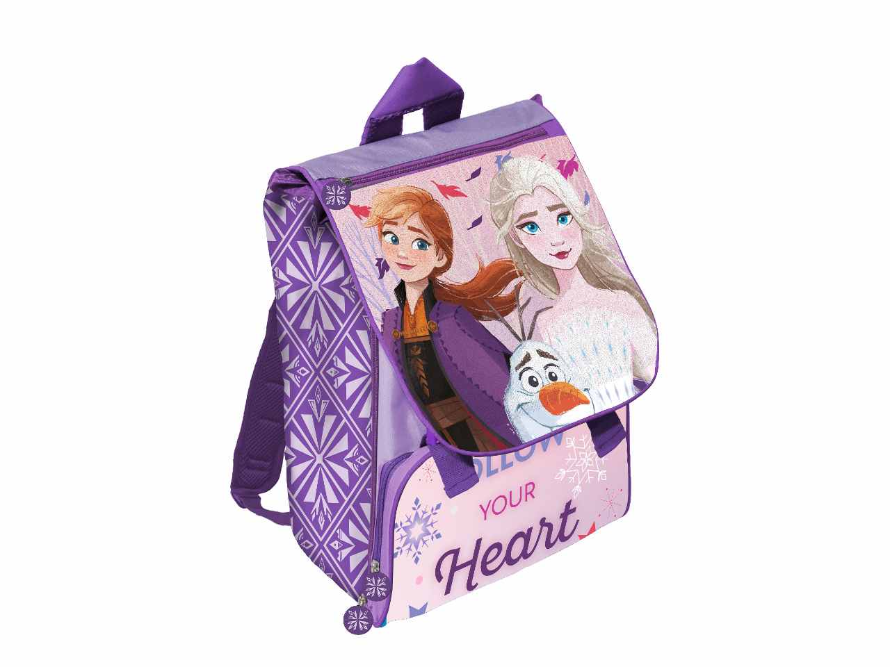 Zaino per la scuola frozen rosa in tessuto 40x29x12cm 700 g - 1 zaino