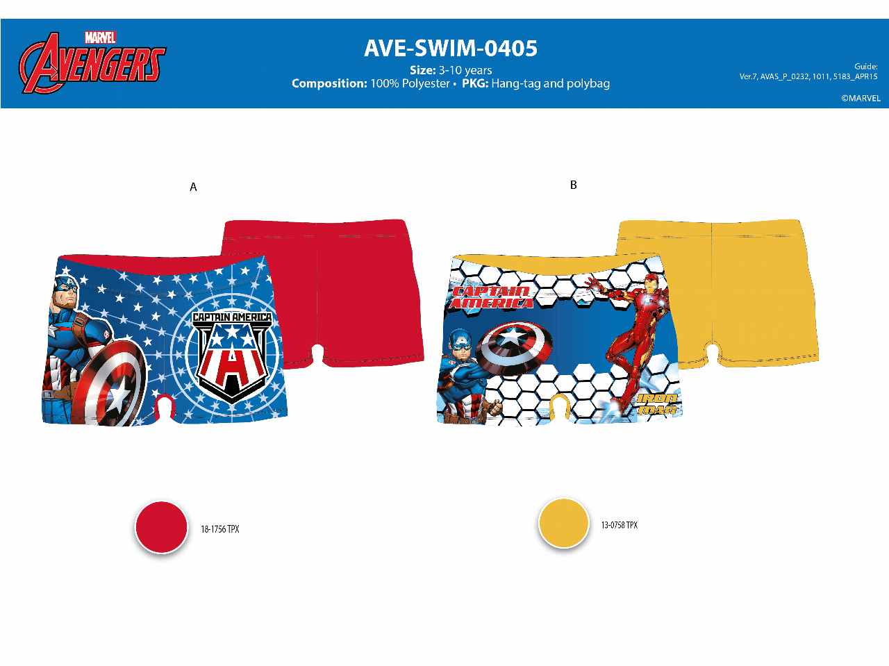 Costume da bagno bimbo boxer 3-8 anni avengers