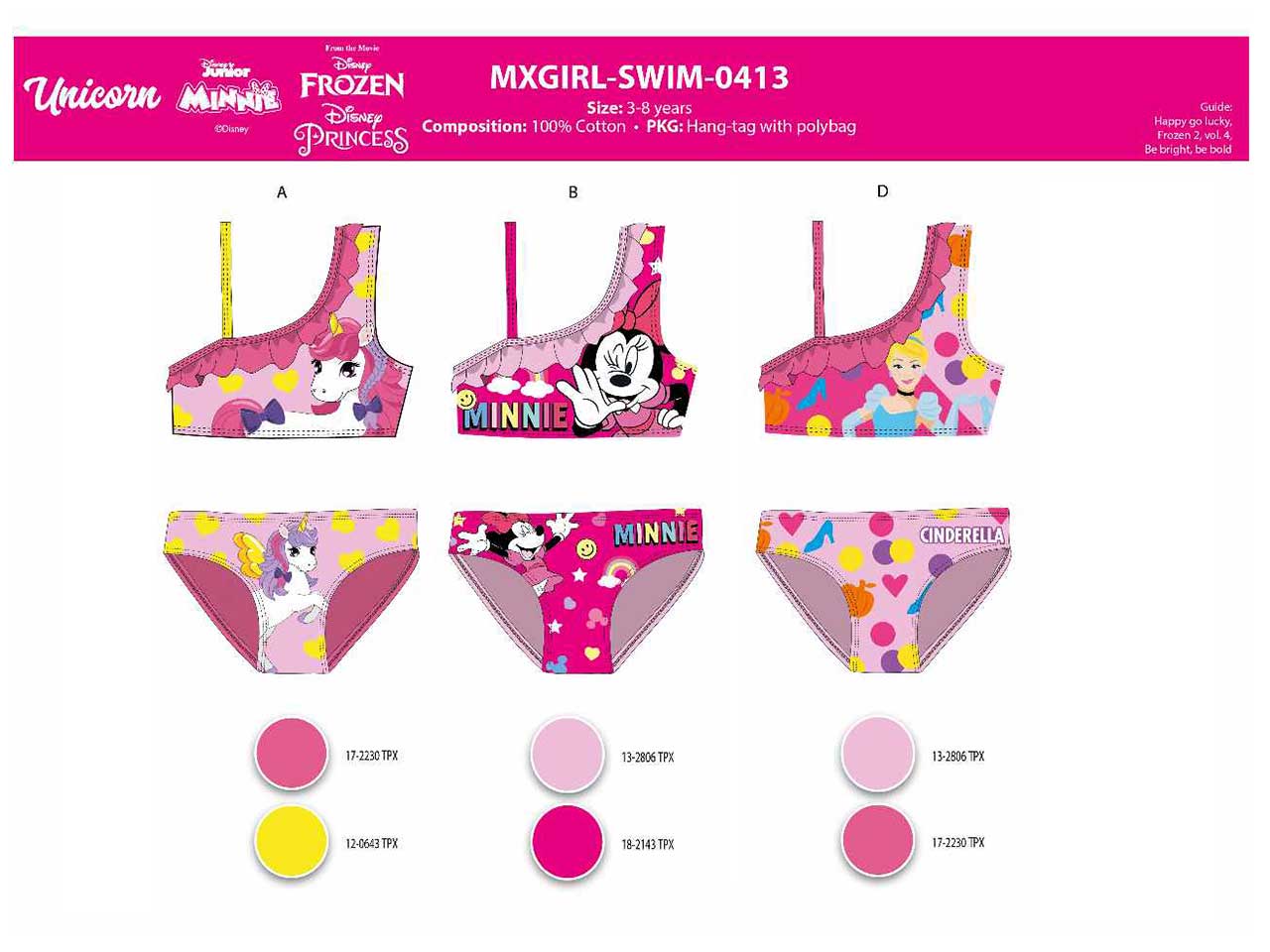 Costume da bagno bimba bikini monospalla 3-8 anni