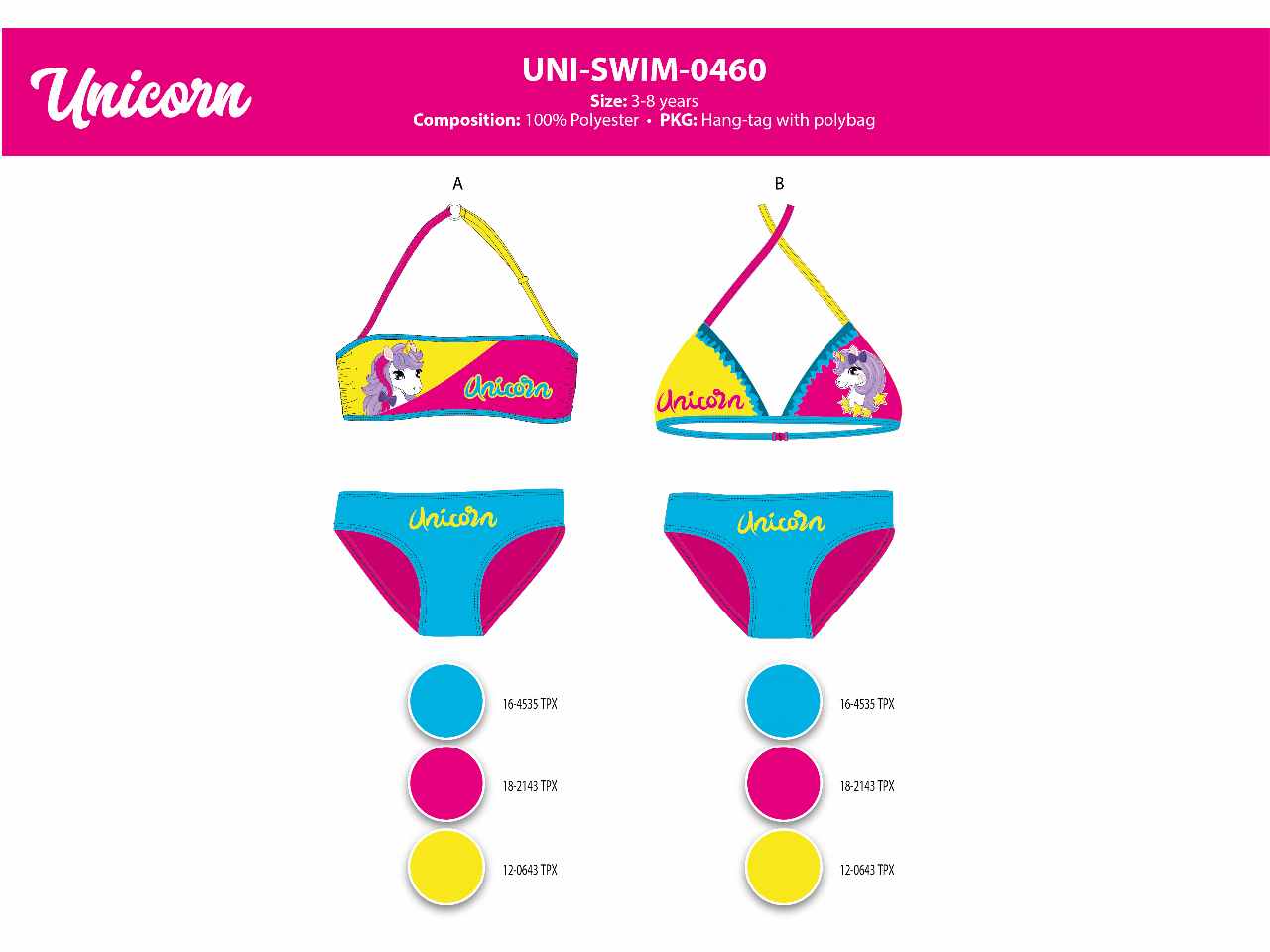 Costume da bagno bimba bikini triangolo unicorno