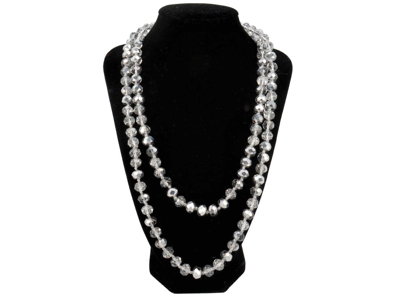 Collana con cristalli di vetro argentati nichel free
