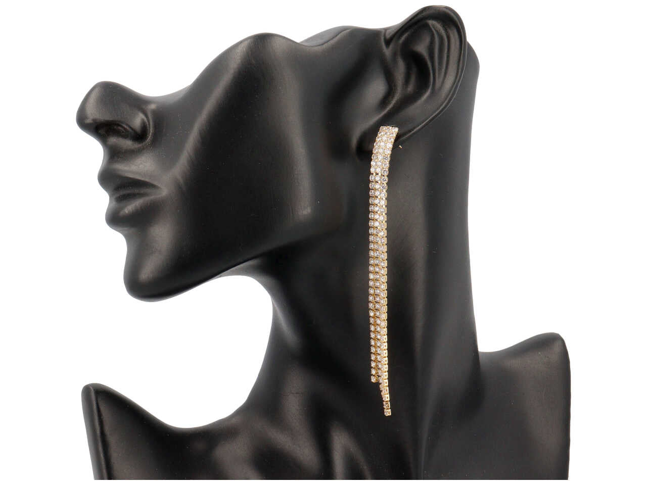 Orecchini in ottone pendenti con 3 fili oro e strass