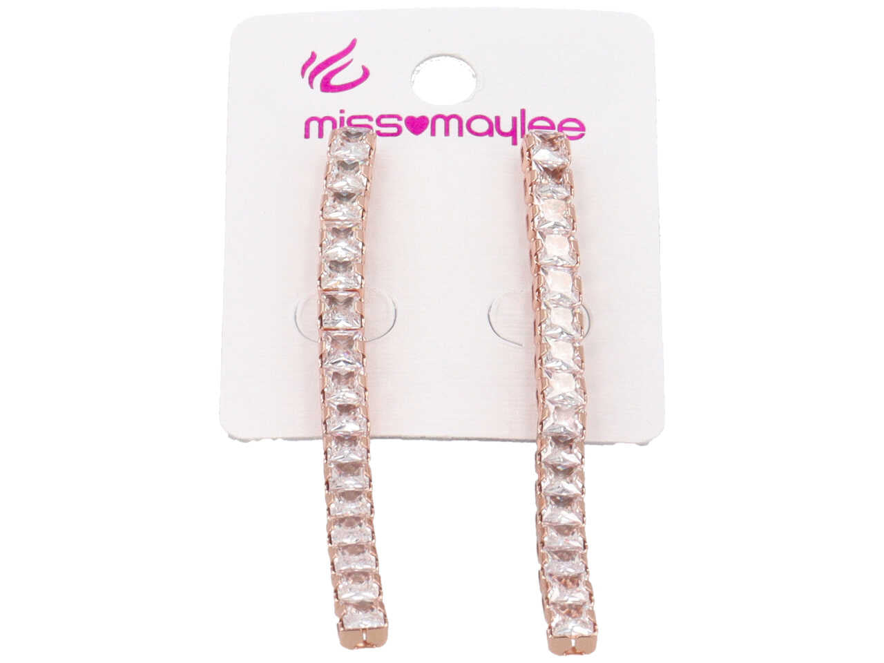 Orecchini oro rosa in ottone a 2 fili pendenti con zirconi