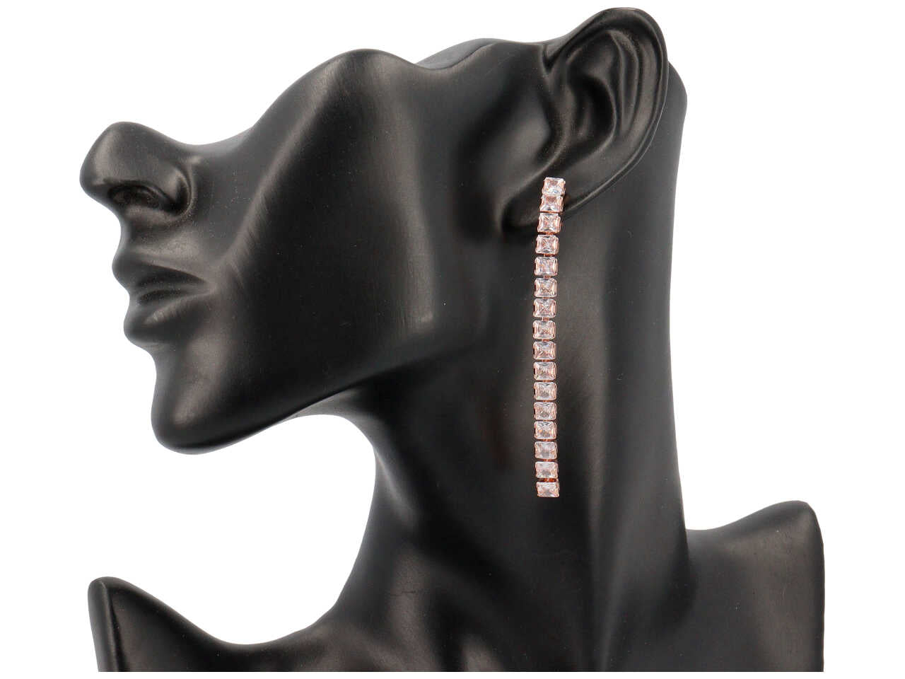 Orecchini oro rosa in ottone a 2 fili pendenti con zirconi