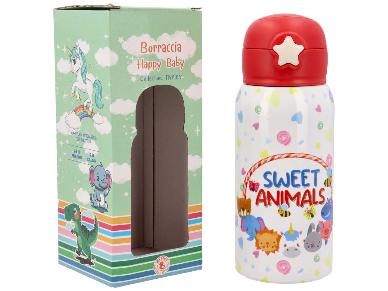 Sweet animals borraccia termica con cannuccia da 500ml