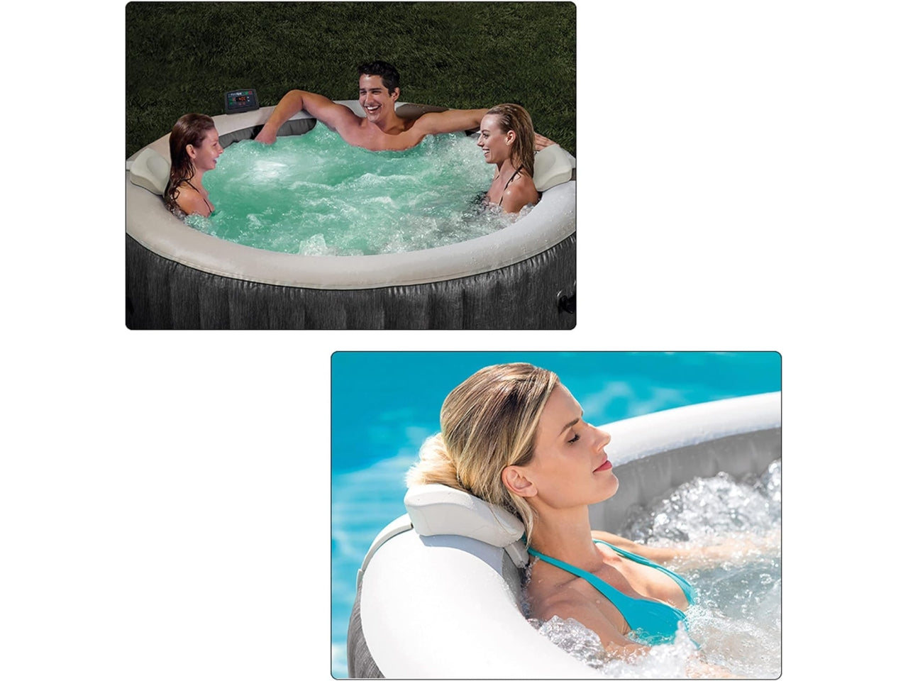 Pure spa greywood deluxe 196x71cm 4 posti con pompa, riscaldatore, sistema purificazione acqua, 2 poggia testa, luce  led multi color