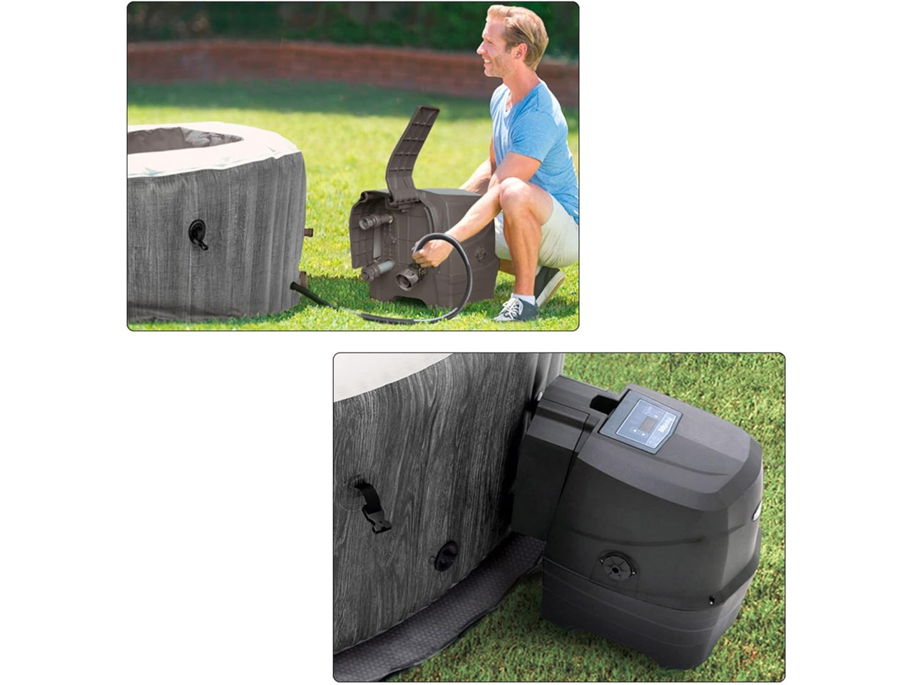 Pure spa greywood deluxe 196x71cm 4 posti con pompa, riscaldatore, sistema purificazione acqua, 2 poggia testa, luce  led multi color