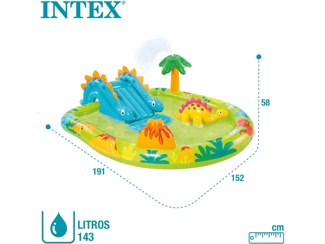 Piscina gonfiabile dinosauri multicolor in vinile 191x152x58 cm - Intex