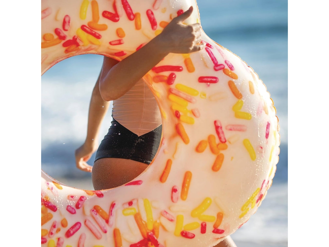 Ciambella gonfiabile donut cuore in vinile multicolor - 104x99x25 cm - Intex