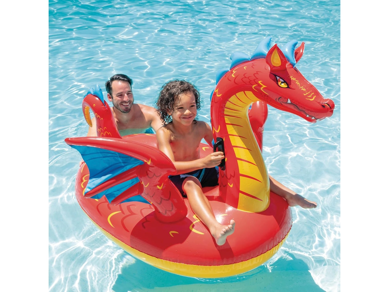 Drago gonfiabile cavalcabile in vinile multicolor carico max 40 kg - 198x173 cm - Intex