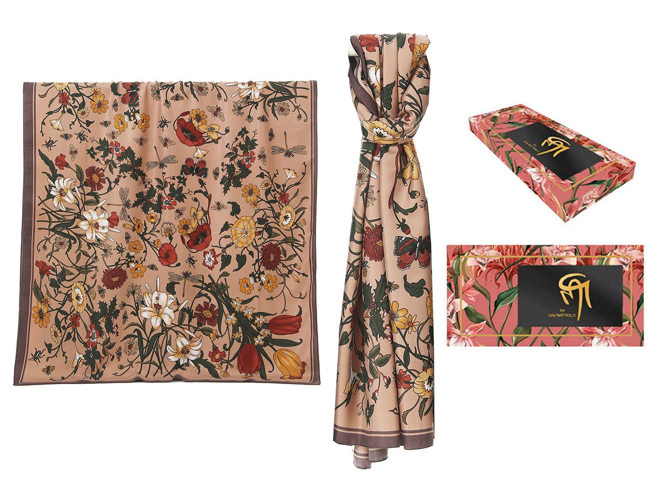 Foulard gai mattiolo 100% seta con box misura 180x90cm
