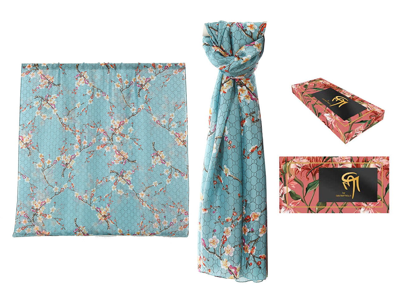 Foulard gai mattiolo 100% seta con box misura 180x90cm