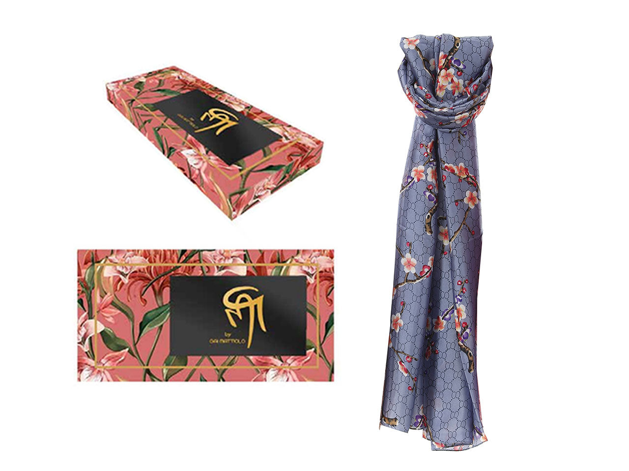 Foulard gai mattiolo 100% seta con box misura 180x90cm