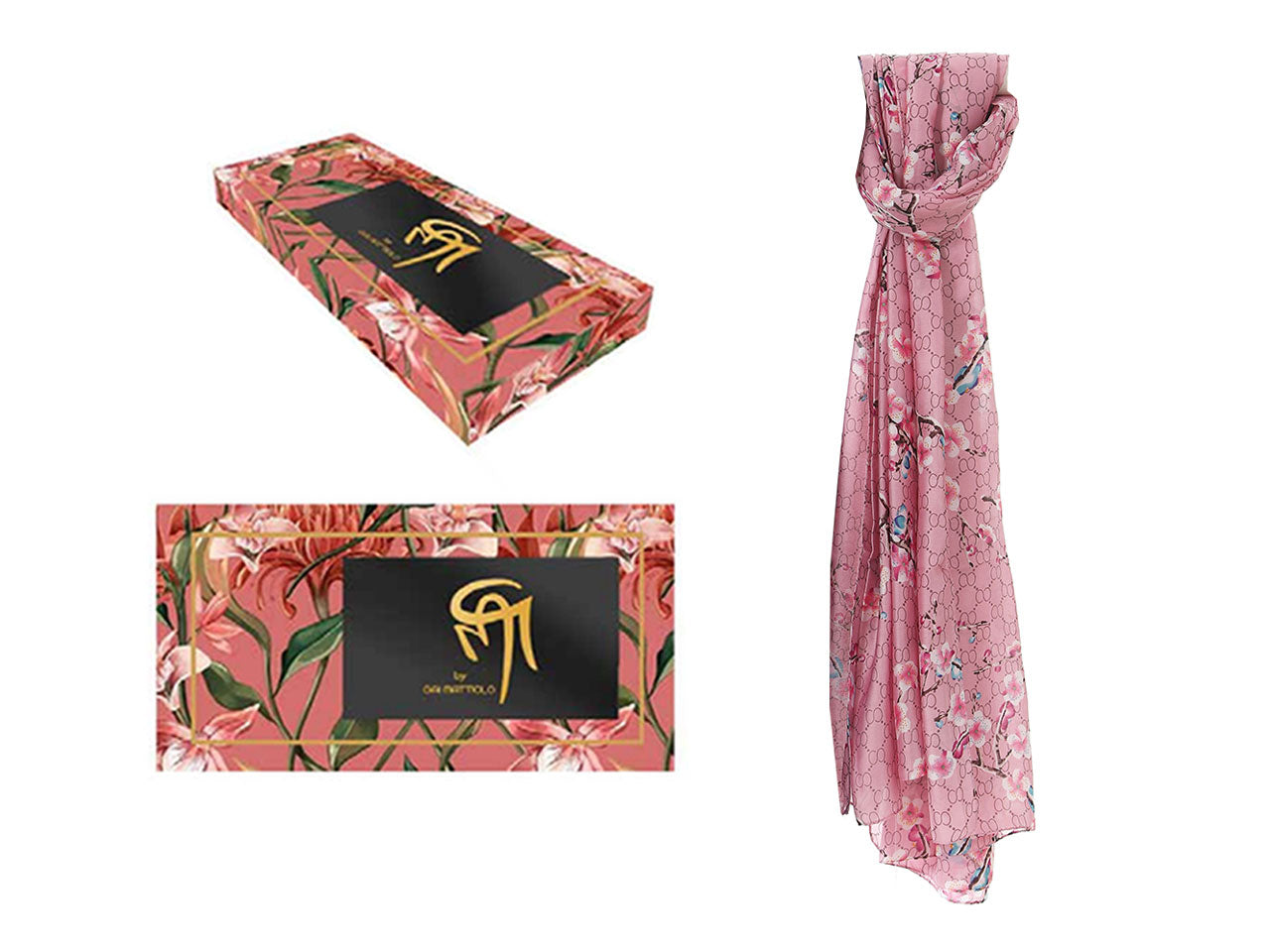 Foulard gai mattiolo 100% seta con box misura 180x90cm