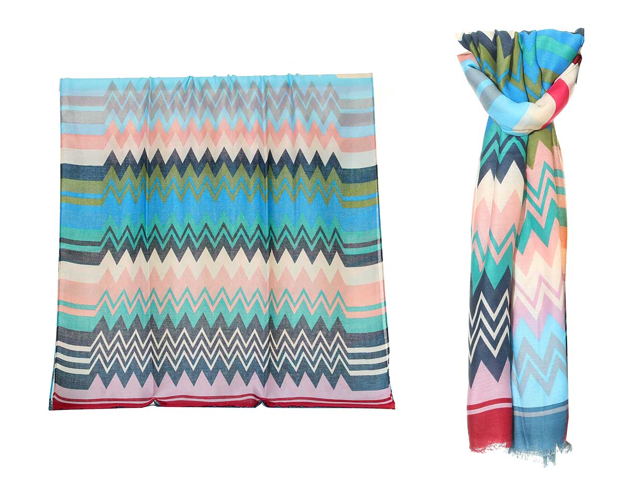 Sciarpa Gai Mattiolo fantasia zig zag multicolor da donna 180x90 cm  Gai Mattiolo