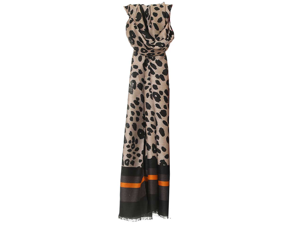 Sciarpa Gai Mattiolo animalier nero e tortora da donna 180x90 cm  Gai Mattiolo
