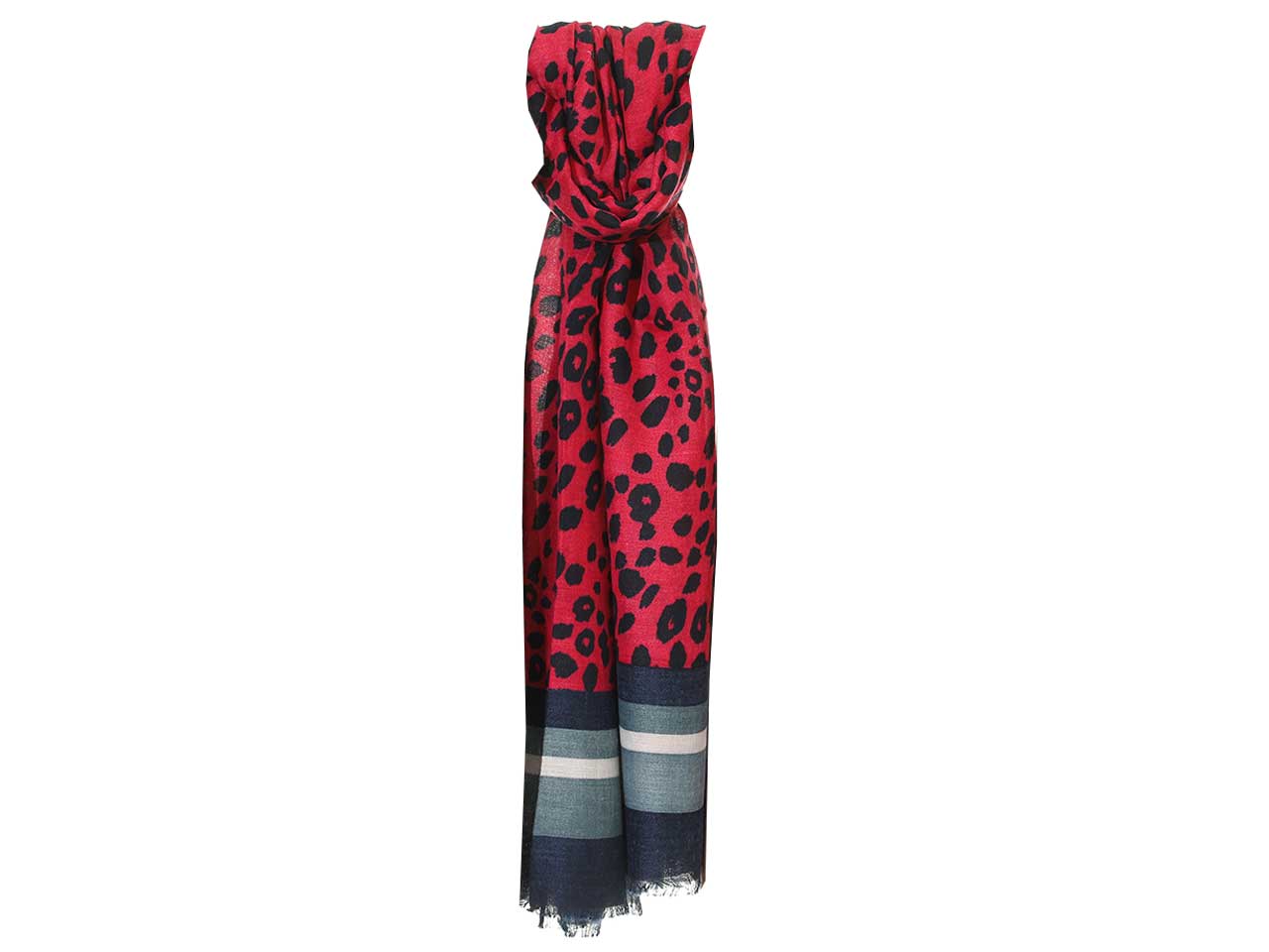 Sciarpa Gai Mattiolo animalier fucsia e ottanio da donna 180x90 cm  Gai Mattiolo