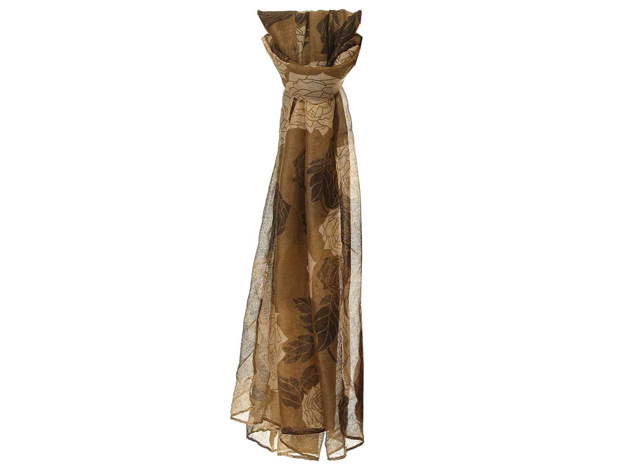 Sciarpa Gai Mattiolo marrone e beige floreale da donna 180x90 cm  Gai Mattiolo
