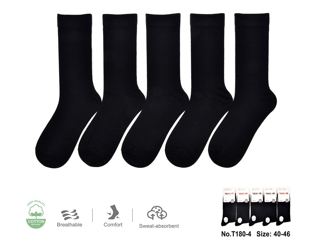 Calzini in cotone da uomo colore nero taglia 40-46