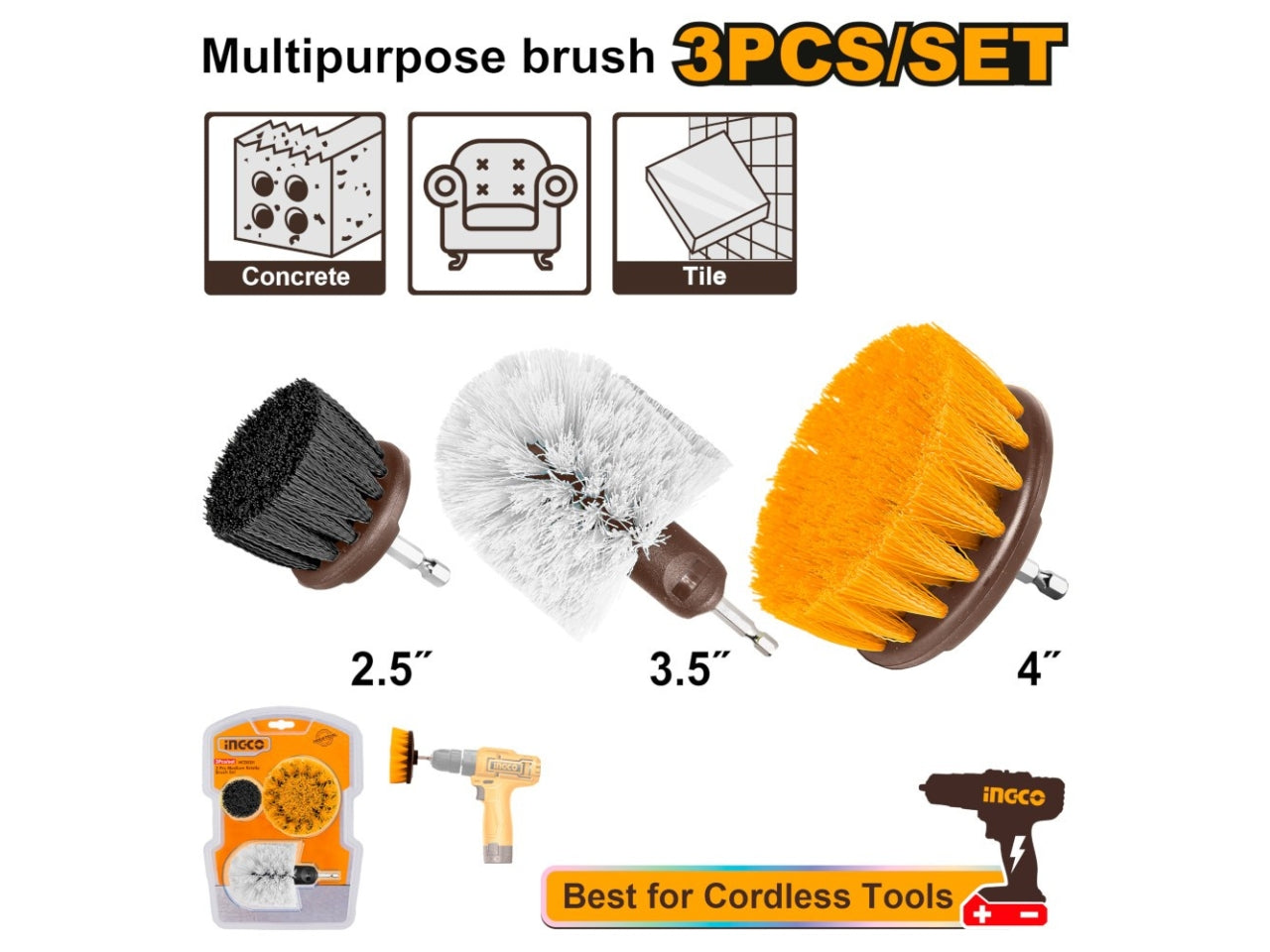 Spazzole multiuso set da 3 spazzole