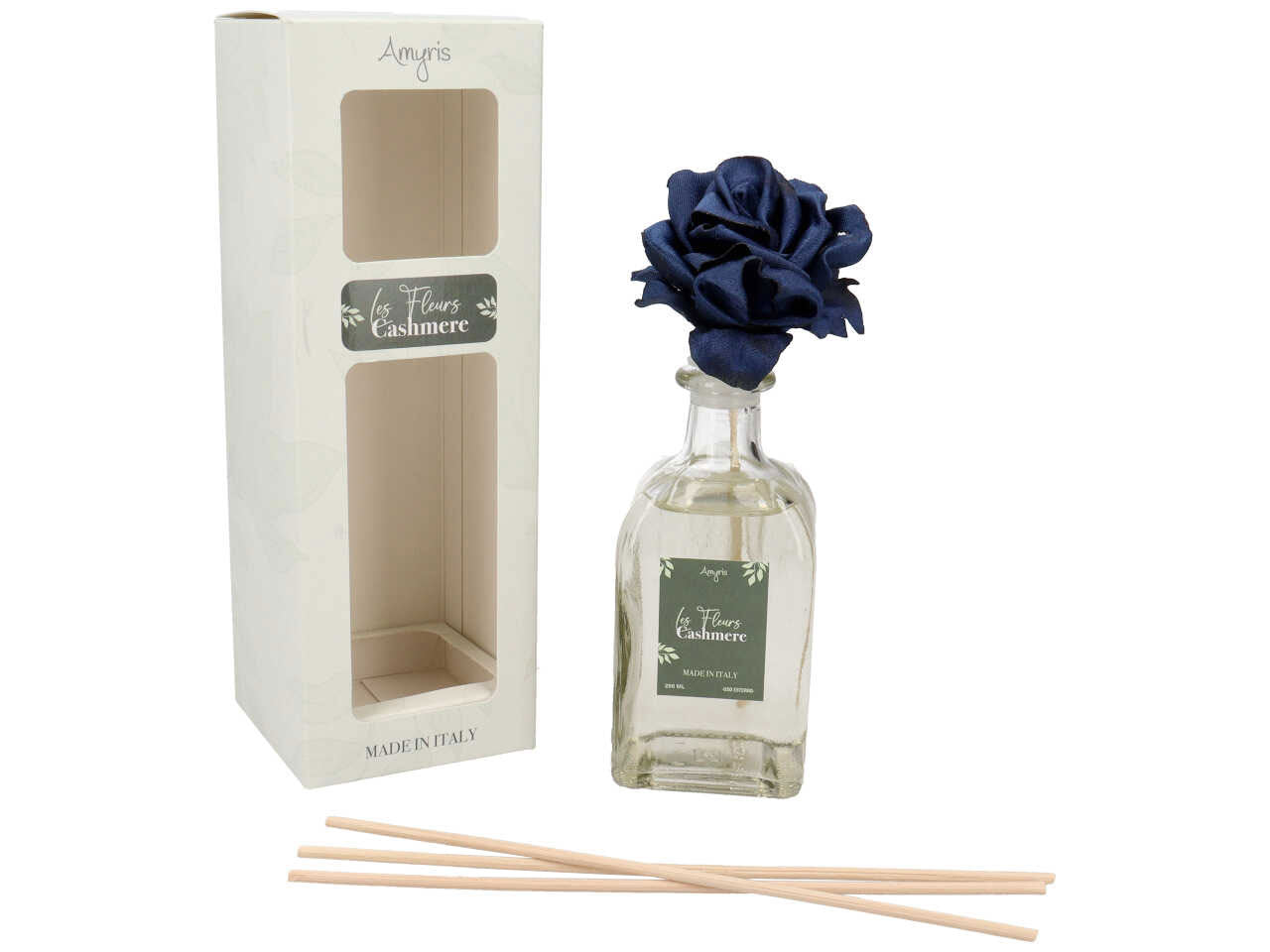 Diffusore con bacchette con rosa tortora 250ml al profumo cashmere