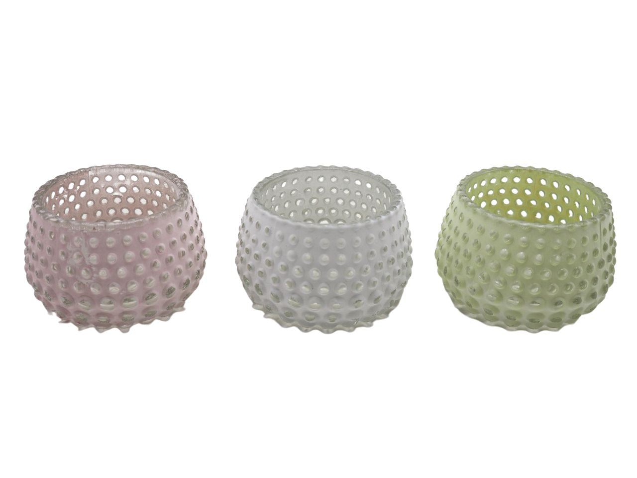 Porta candela in vetro h.5,5cmxd.8.5cm 3 colori
