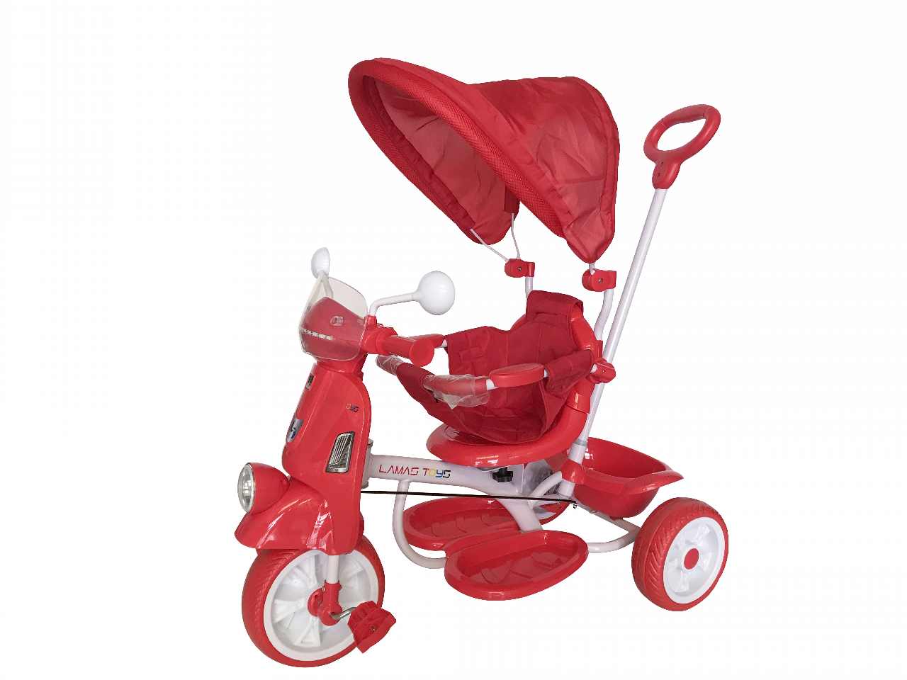 Triciclo deluxe fronte mamma rosso