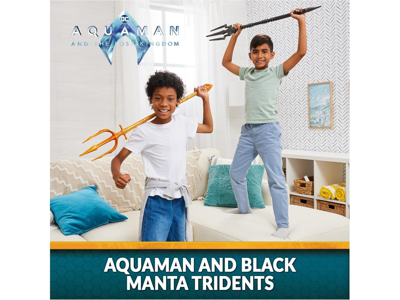 Gioco di ruolo Aquaman DC Comics e Black Manta Tridents, costume da supereroe in stile cinematografico per bambini dai 4 anni in su | Spin Master
