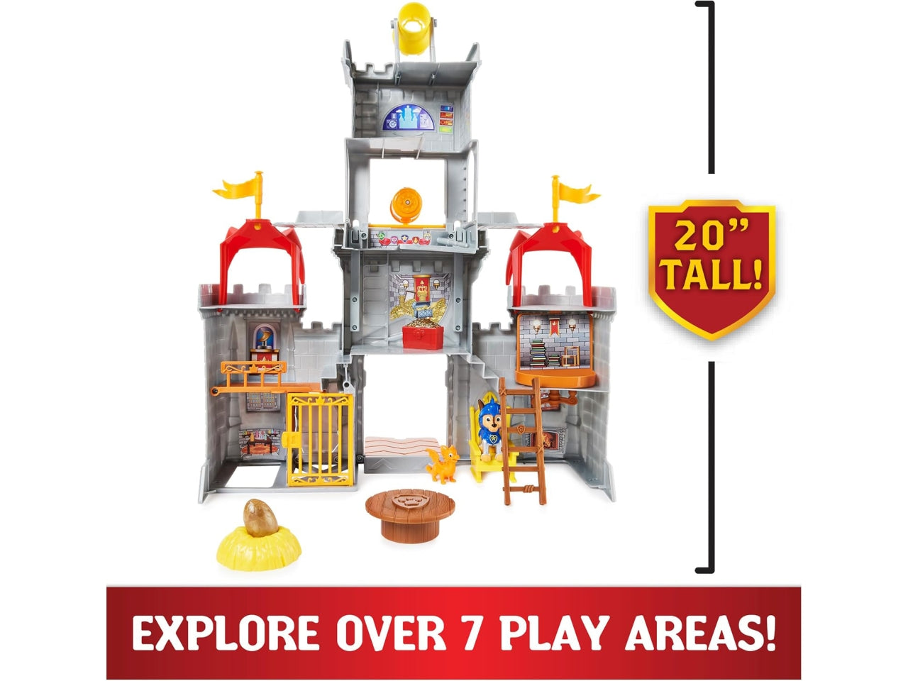 Set da gioco Paw Patrol, Rescue Knights Castle HQ trasformabile da 11 pezzi con Chase e mini personaggi d'azione del drago Draco per bambini dai 3 anni in su | Spin Master